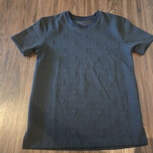CHANEL Black Embossed Short Sleeve Tee